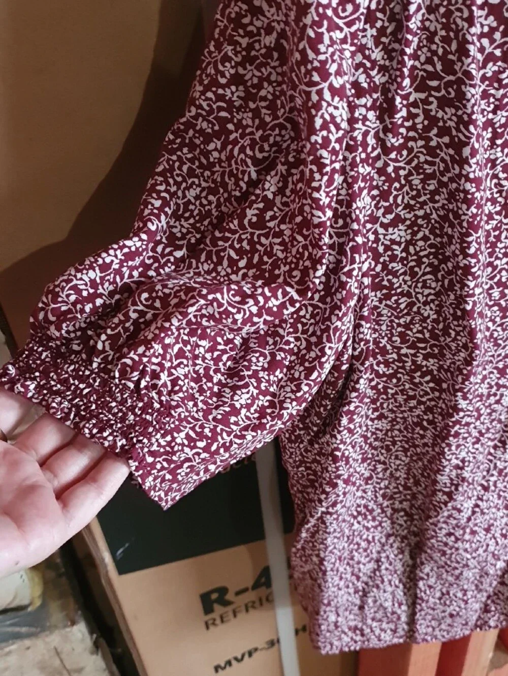 Old Navy Burgundy and White Twist-Front V-Neck Blouse